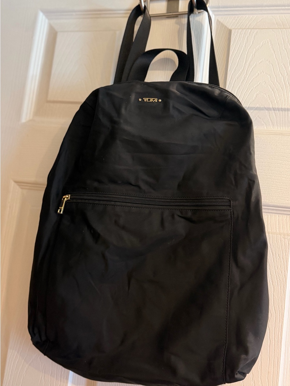 Tumi Black Nylon Backpack with Gold-Tone Hardware